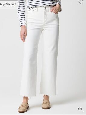 J Crew Wide Leg Crop Jeans, White
